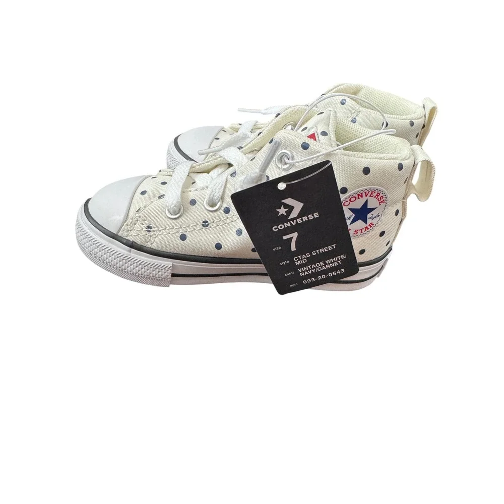 Converse CTAS Street Mid Infant Vintage White Navy Garnet Size Toddler 7c NEW